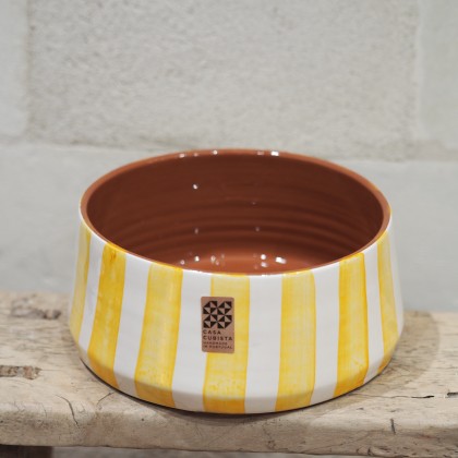 Grand bol/saladier haut à rayures - Jaune Tangerine