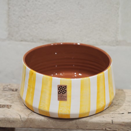 Grand bol/saladier haut à rayures - Jaune Tangerine