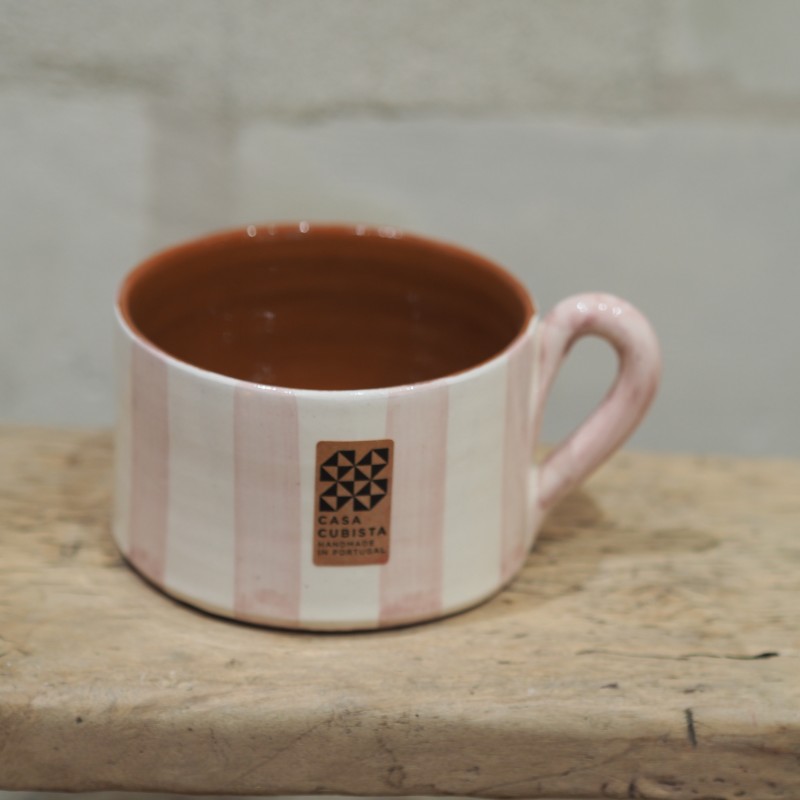 Mug large rayures verticales - mauve