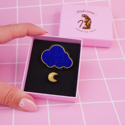 Broche - Nuage & Lune