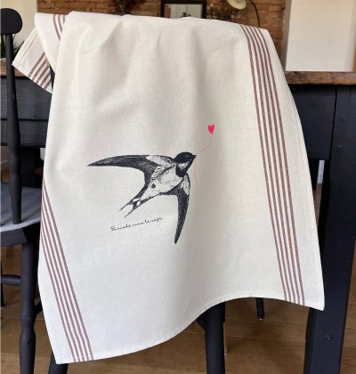 Torchon sérigraphié - Hirondelle
