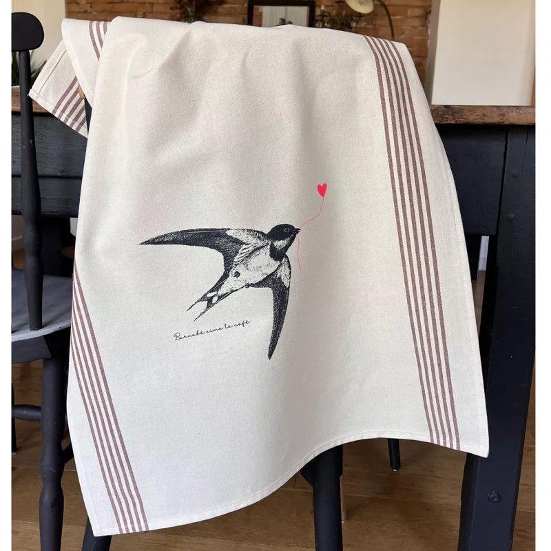 Torchon sérigraphié - Hirondelle