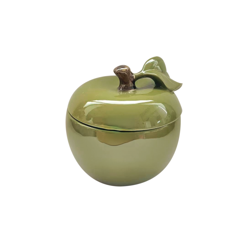 Boîte pomme en céramique - Kaki