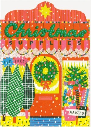 Carte découpée - Magasin de noël