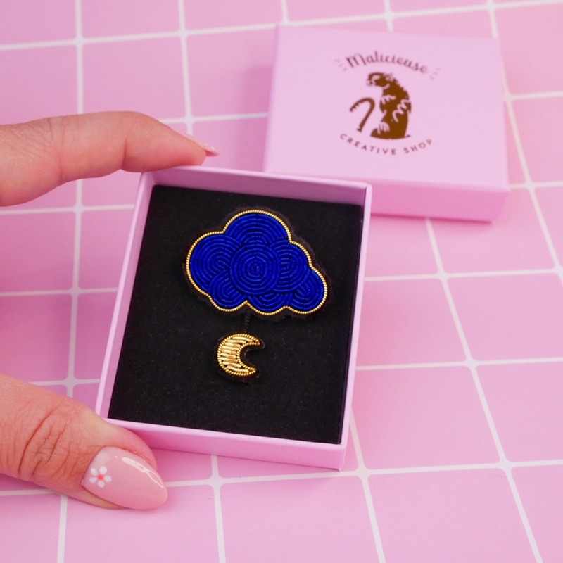 Broche - Nuage & Lune
