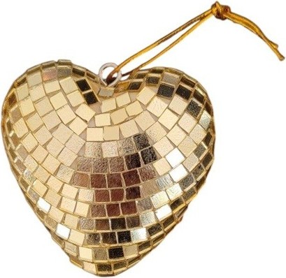 Coeur à facettes doré - 8 cm