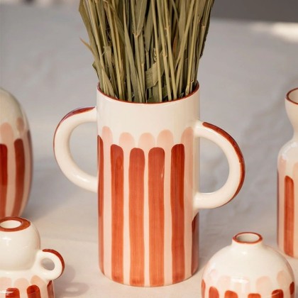 Vase anses - Rayures terracotta