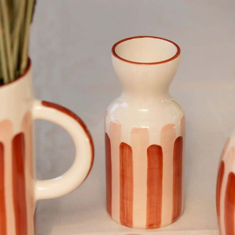 Vase Totem - Rayures Terracotta