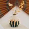 Petit vase rond - Rayures Vert