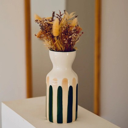 Vase Totem - Rayures Vert