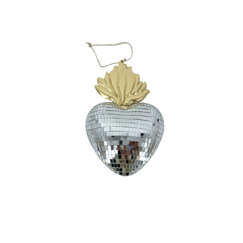 Coeur disco à suspendre - Argent