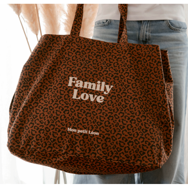 Cabas XXL Léopard marron FAMILY LOVE