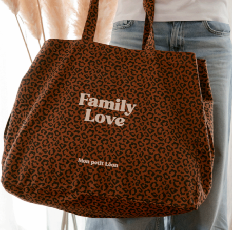 Cabas XXL Léopard marron FAMILY LOVE