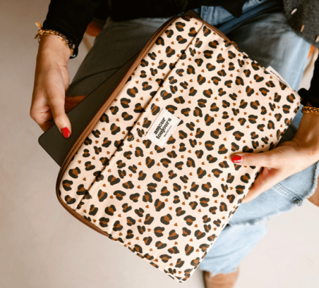 Housse ordinateur - Léopard coeur