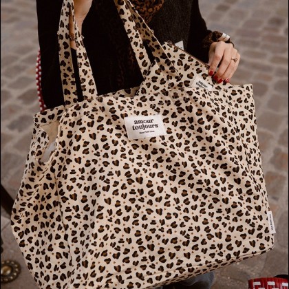 Cabas XXL - Léopard coeur