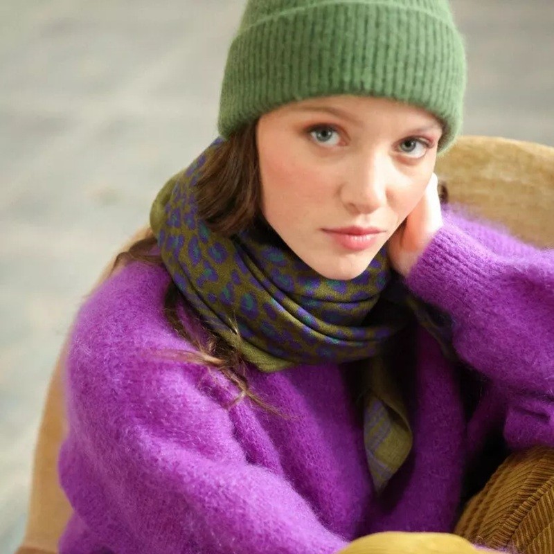 Foulard en laine - Léopard Bronze