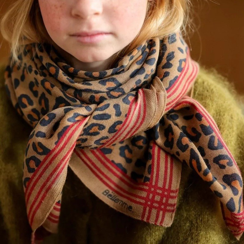 Foulard en laine - Léopard Camel
