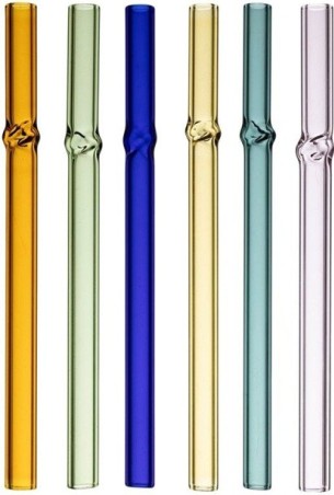 Set de 6 pailles en verre borosilicate