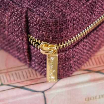 Boîte à bijoux effet lin - Modèle Corinne- Coloris Bordeaux - Maison Scarlett