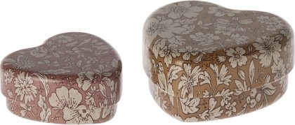Set de 2 boîtes Coeur - Ocre et vieux rose - Maileg
