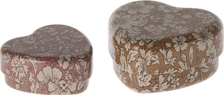 Set de 2 boîtes Coeur - Ocre et vieux rose - Maileg