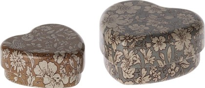 Set de 2 boîtes Coeur - Bleu et ocre - Maileg