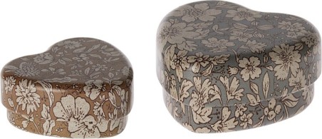 Set de 2 boîtes Coeur - Bleu et ocre - Maileg