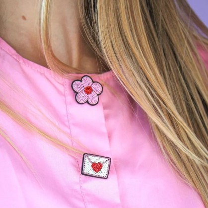 Broche-Fleur rose-Malicieuse