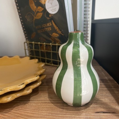 Petit vase rayé - vert foncé