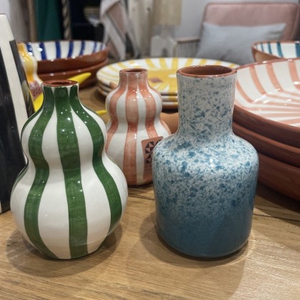 Casa Cubista- Petit vase rayé - vert