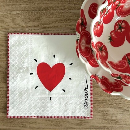 Serviettes en papier recyclé - Coeur rouge