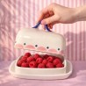 Beurrier en céramique - Rose et bleu