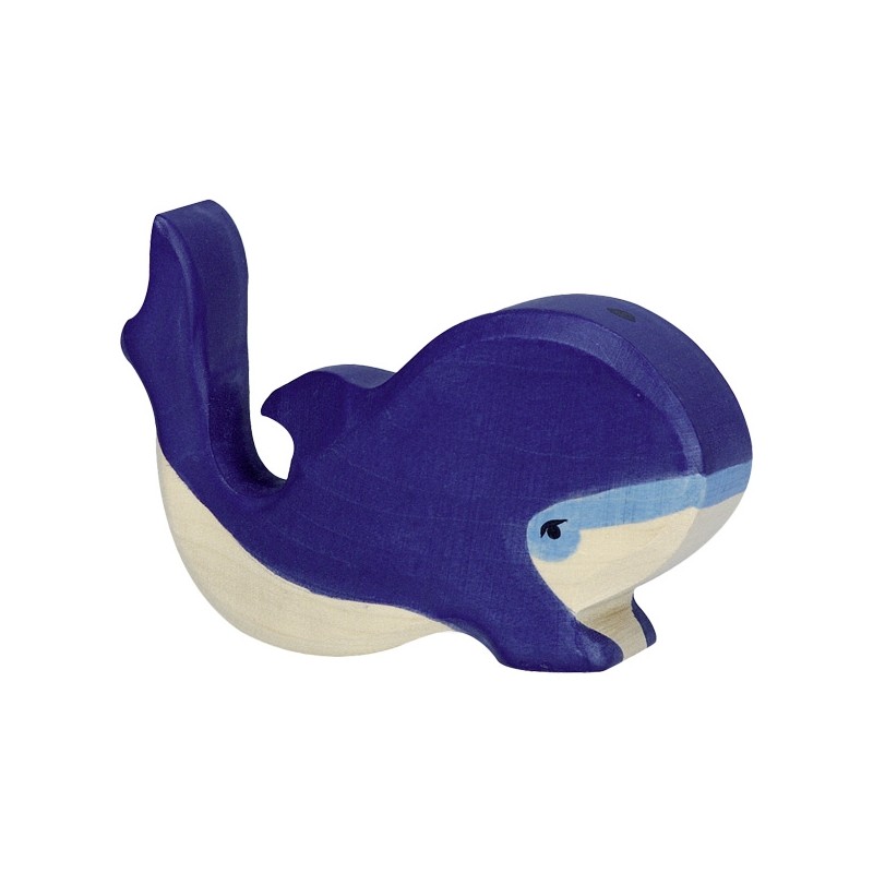 Figurine en bois - Petits baleine bleue