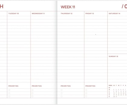 Agenda 18 mois - Soleil rose