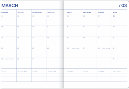 Agenda soleil Coquille lavande - A-Journal Stationery