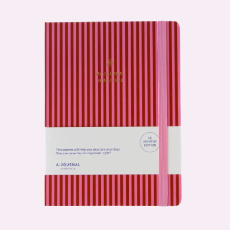 Mon journal 18 mois 2026-2027 - Rayures roses - Maison Saudade