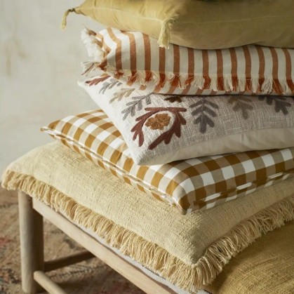 Housse de coussin à carreaux moutarde 50x50 Madam Stoltz