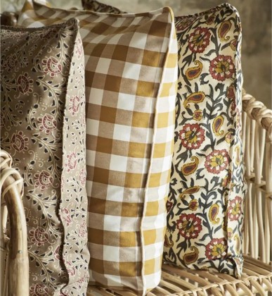 Housse de coussin - Vichy moutarde - Madam Stoltz