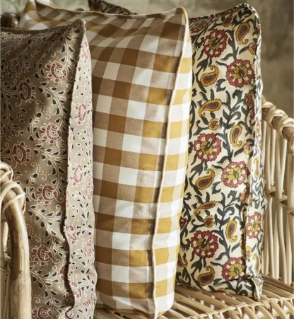 Housse de coussin - Vichy moutarde - Madam Stoltz