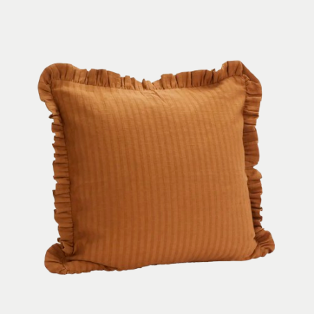 Housse de coussin - Vichy moutarde