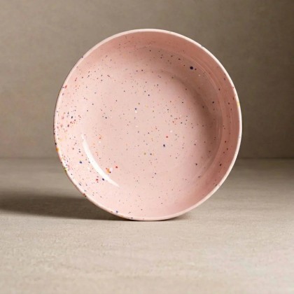 Bol en grès artisanal - Rose moucheté