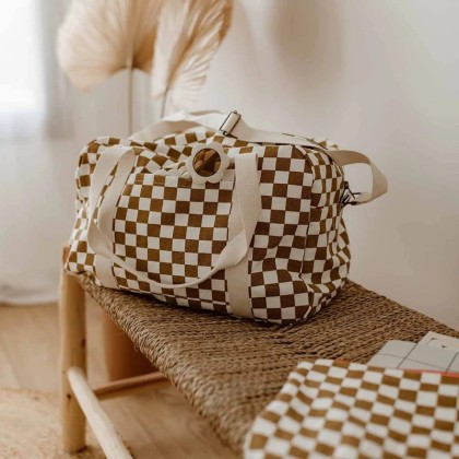 Sac week-end Raphael Rose in April - Imprimé damier caramel