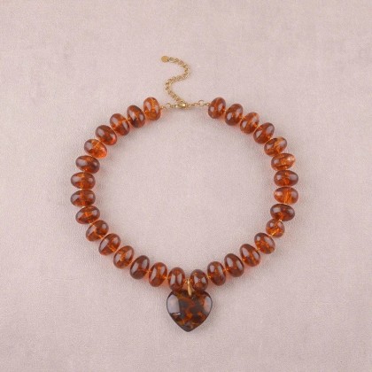 Collier en perles de résine - Léopard