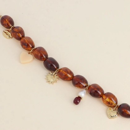 Bracelet en perles de résine - Léopard