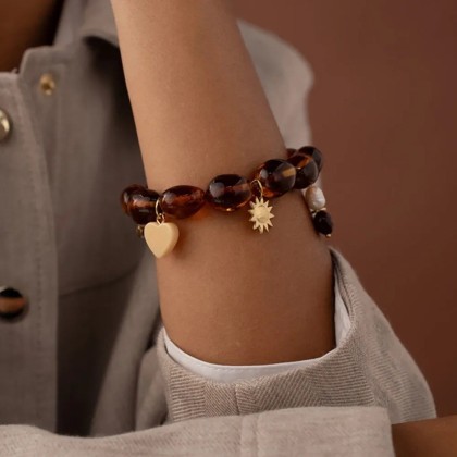 Bracelet en perles de résine - Léopard