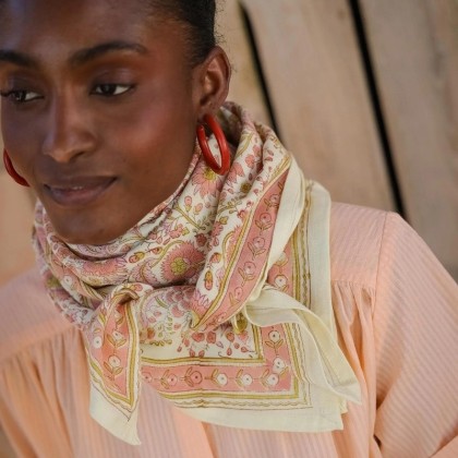 Foulard Haydee Sorbet Rose Pistache - Bellemme