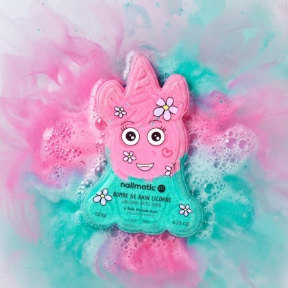 Bombe de bain Licorne - Rose et vert - Nailmatic