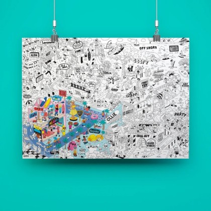 Poster géant à colorier Surf & Skate – OMY