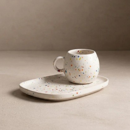 Tasse 90ml - Blanc moucheté