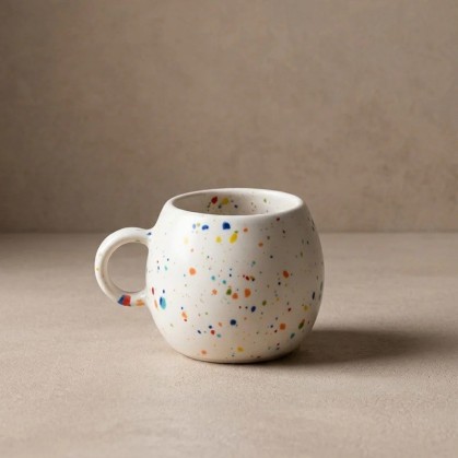 Tasse 90ml - Blanc moucheté - Egg back home